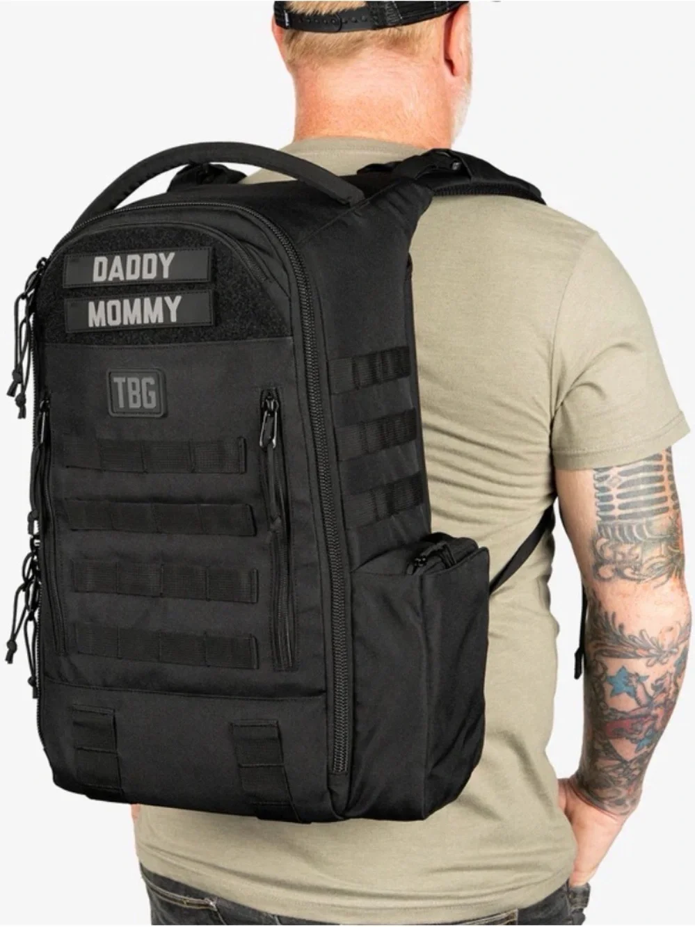 TBG Black Tactical Backpack for Men - Rugged Everyday Carry diaper bag